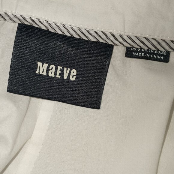 MAEVE WHITE FLARED LONG SLEEVE SHIRT US SZ 6 100% COTTON - Picture 5 of 6